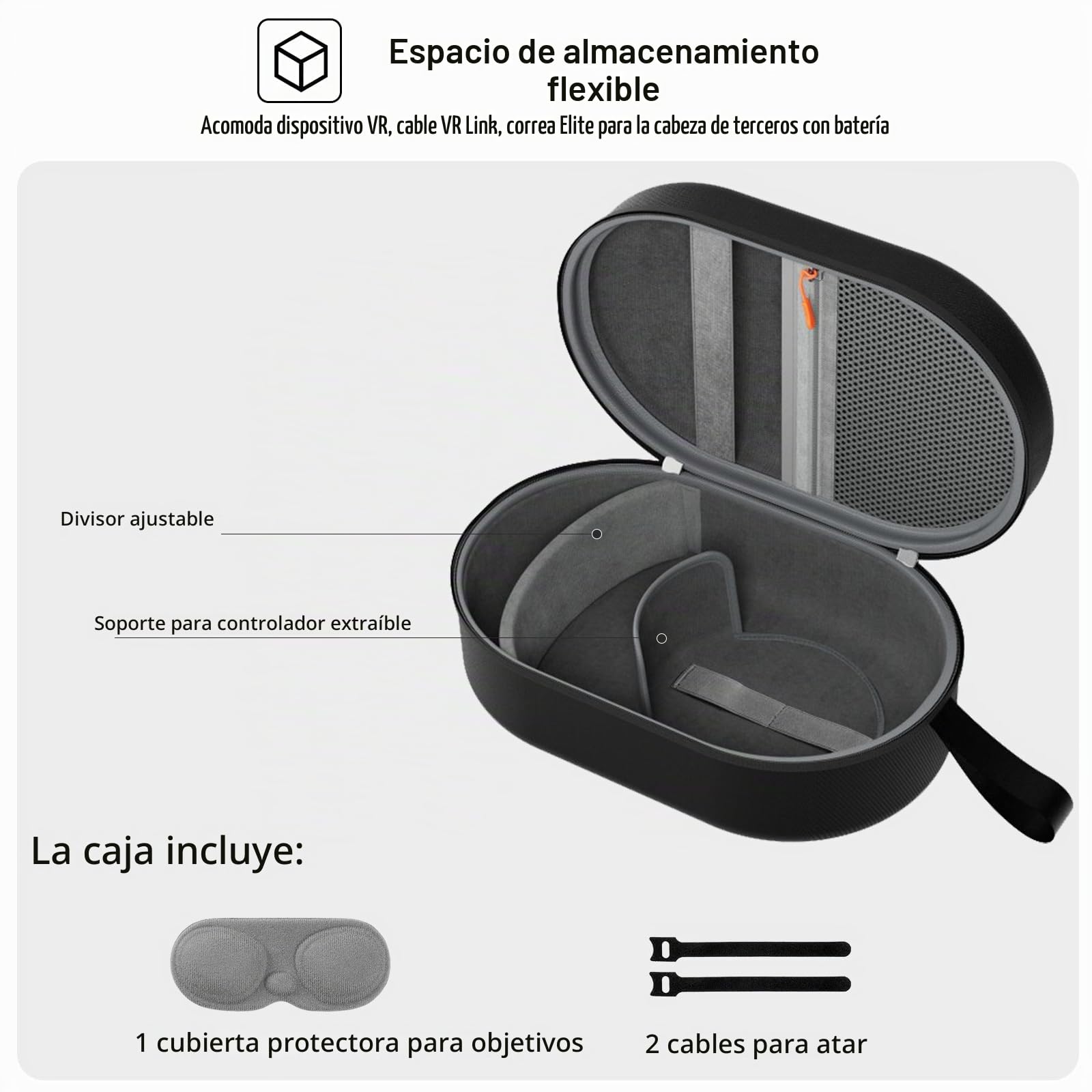 ProCase Funda Rígida para Meta Quest 3/2Pico 4/Apple Vision Pro/BOBOVR M2/M3 Pro/DESTEK QH3, Estuche Protector de Transporte para Auriculares VR Controlador Correa Elite -Negro