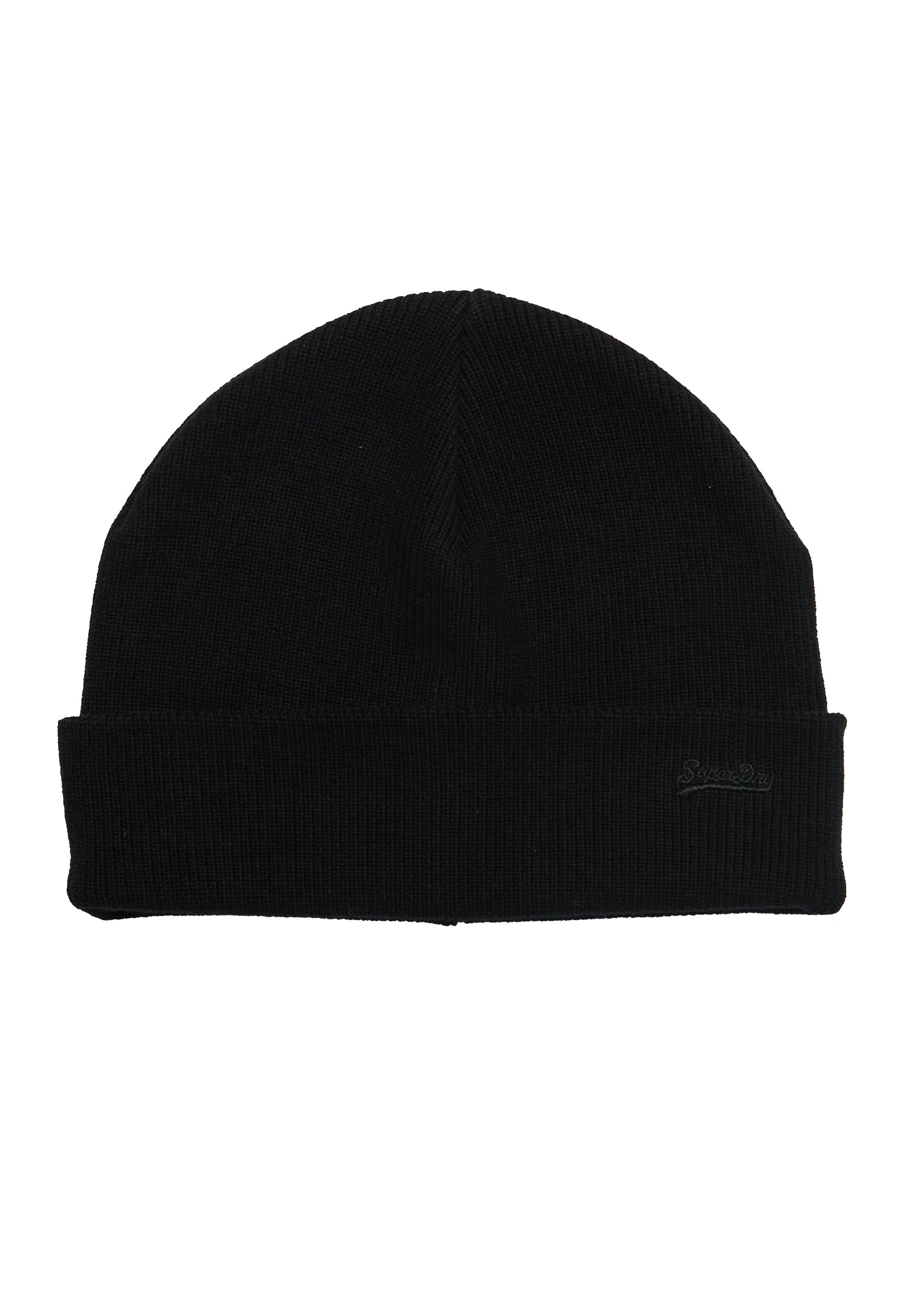 Superdry Black Knitted Logo Beanie Hat Beret,