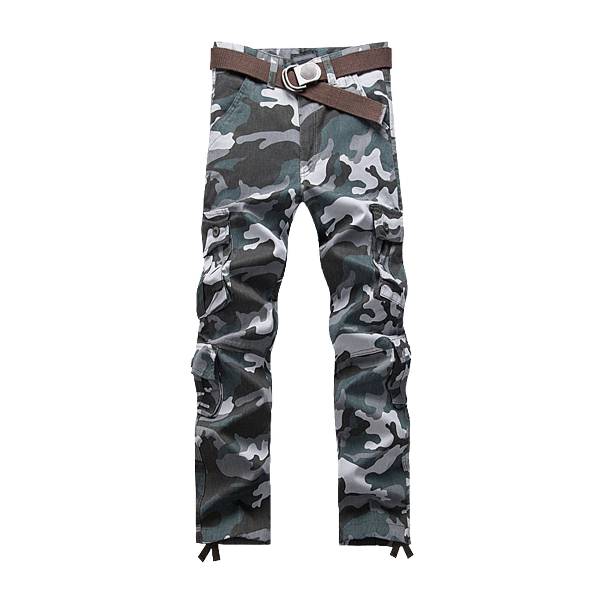 JEKE-DG Men's Casual Cargo Pants Straight Type Military Army Camo Trousers Combat Outdoor Work Pant with 8 Pockets (38,Blue Camouflage)