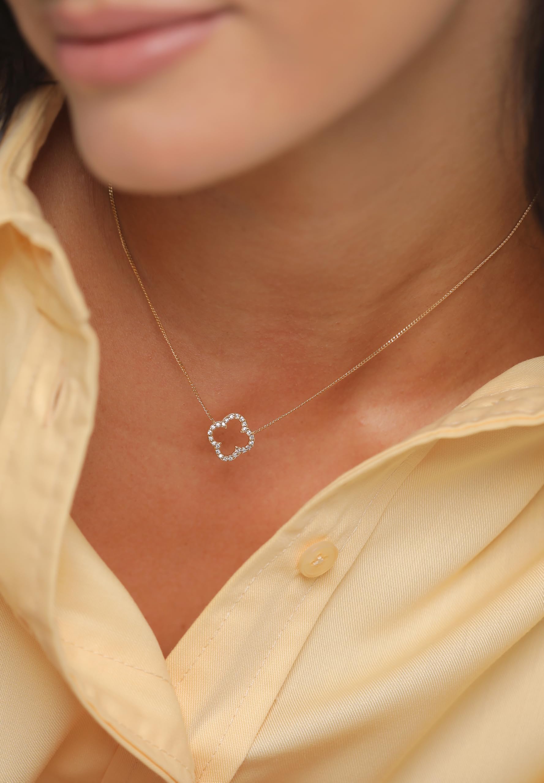 Elli Halskette Damen Kleeblatt Anhänger Elegant Glück mit Zirkonia | Kristallen 925 Silber Vergoldet
