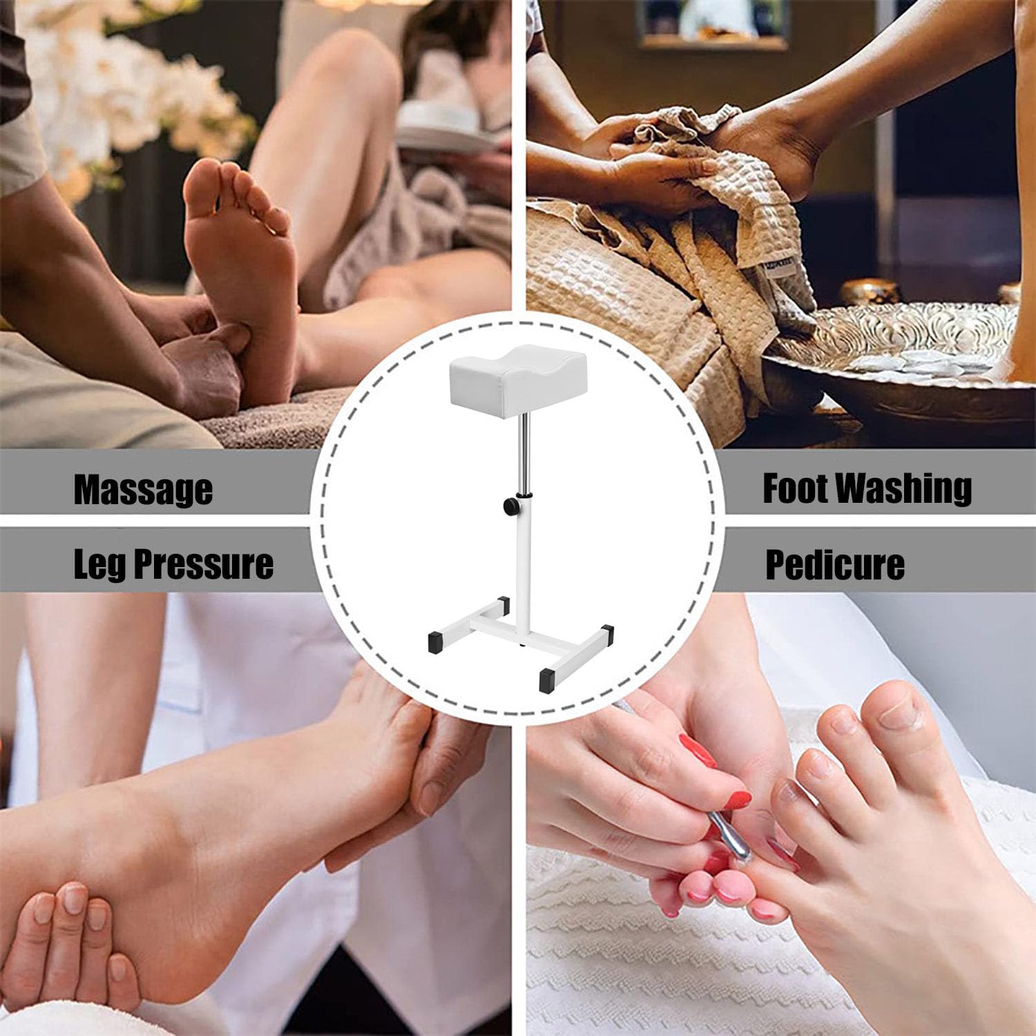 Poggiapiedi Pedicure, Altezza Regolabile Sedia Poggiapiedi Pedicure, per il Supporto gGamba Salone di Bellezza e Salone del Chiodo (Bianco)