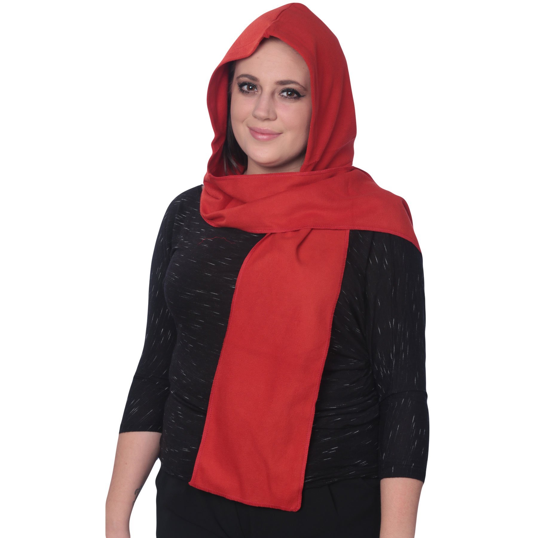 Soft Unisex Hoodie Scarf Combination Two In One To Be Warm, Ideal For Winter Or Fall, Red