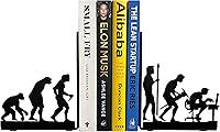 Vista 1 de Sujetalibros decorativos de metal Human Evolution para libros pesados y biblioteca