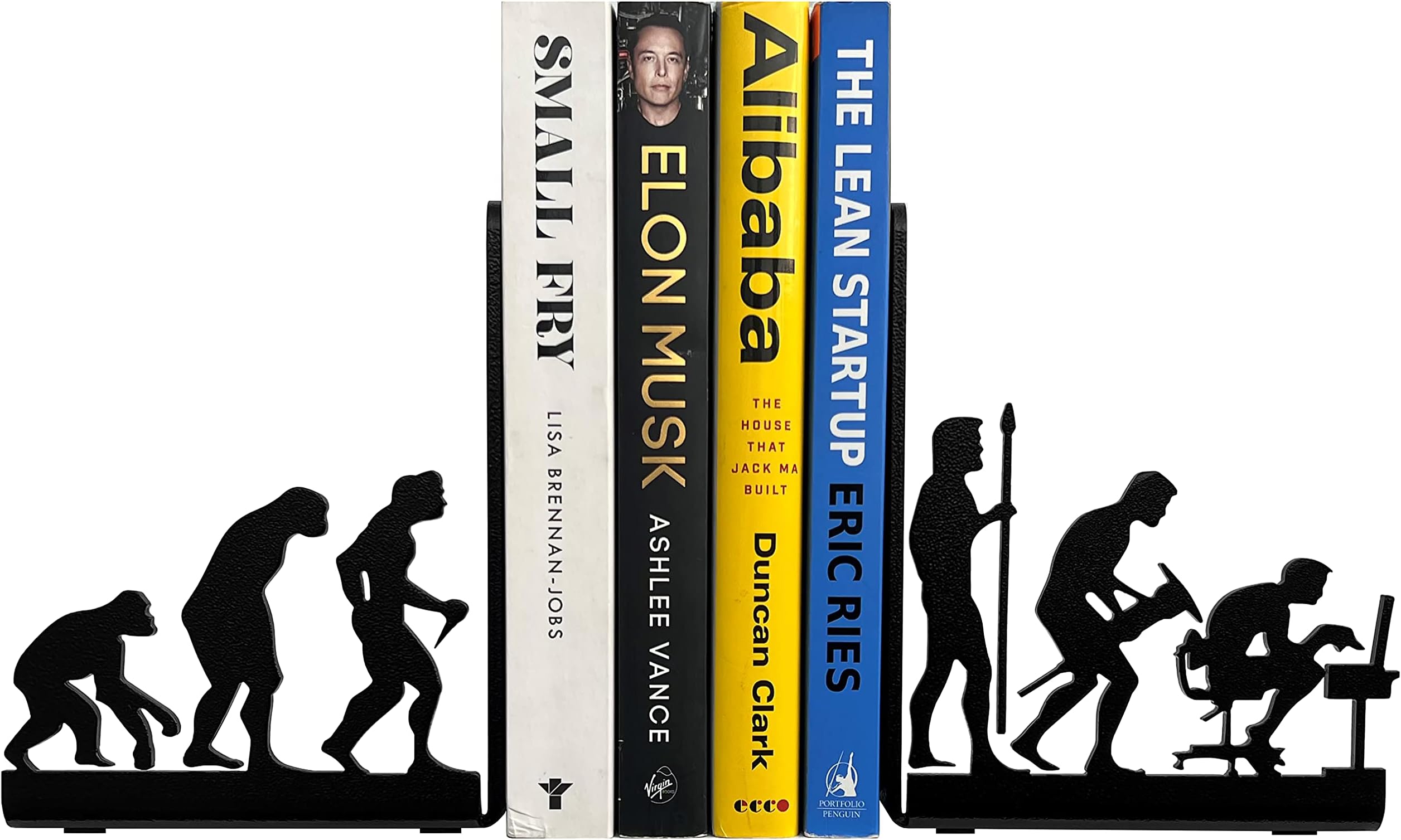 Human Evolution Decorative Metal Bookends for Heavy Books and Library