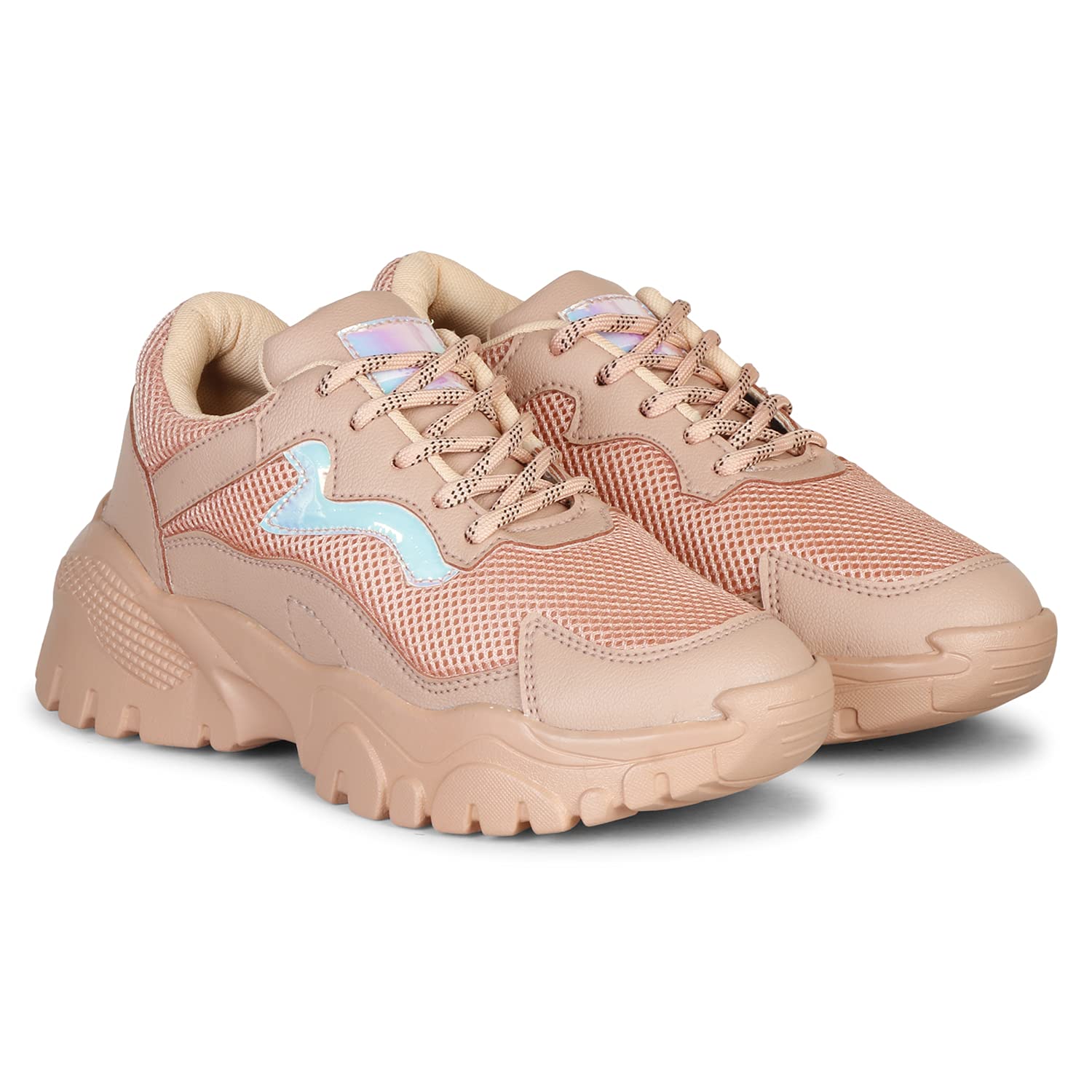 KFF Footwear Womens Comfotable Lightweight Casual Lace-up Sneaker (Peach) (B0CPSY5HQ7) Amazon Price History, Amazon Price Tracker