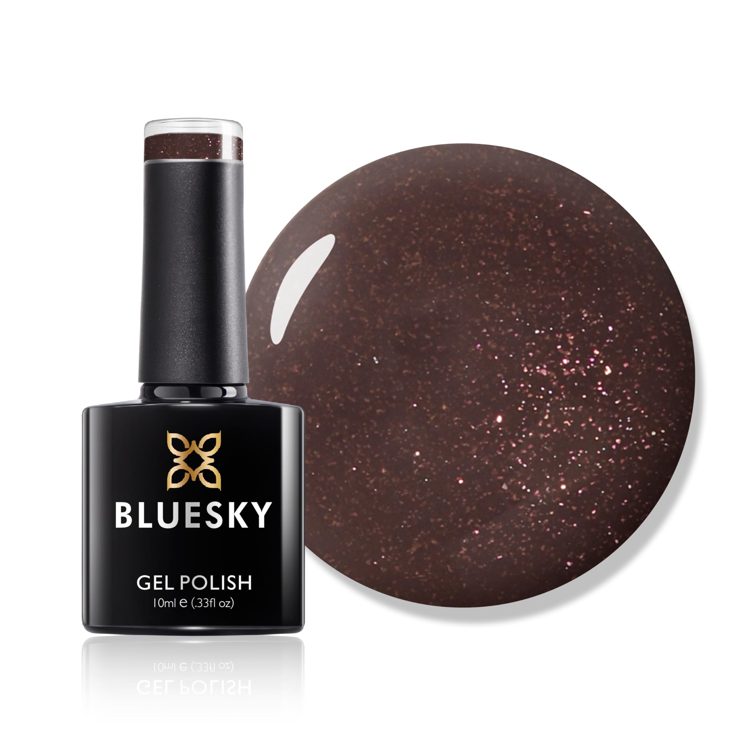 Bluesky Bluesky Gel Polish, Mocha Shimmer, A14, 10 ml, Gel Dissolvable Nail Polish, Purple, Shimmer, Brown, Dark (Curing Under UV/LED Lamp Required) Pack (x)