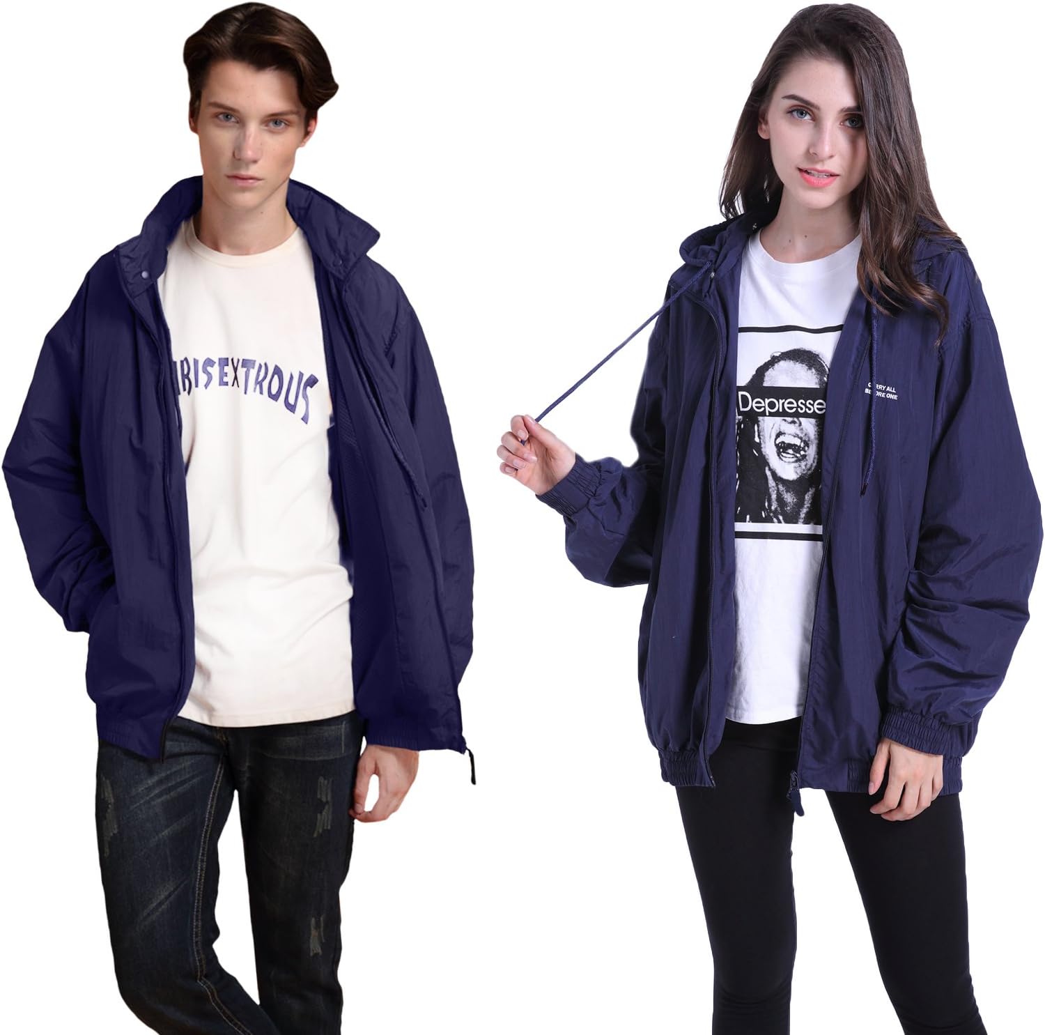 AIKOSHA Mens Womens Casual Couple Matching Active Hoodie Lightweight Spring Jacket Blue