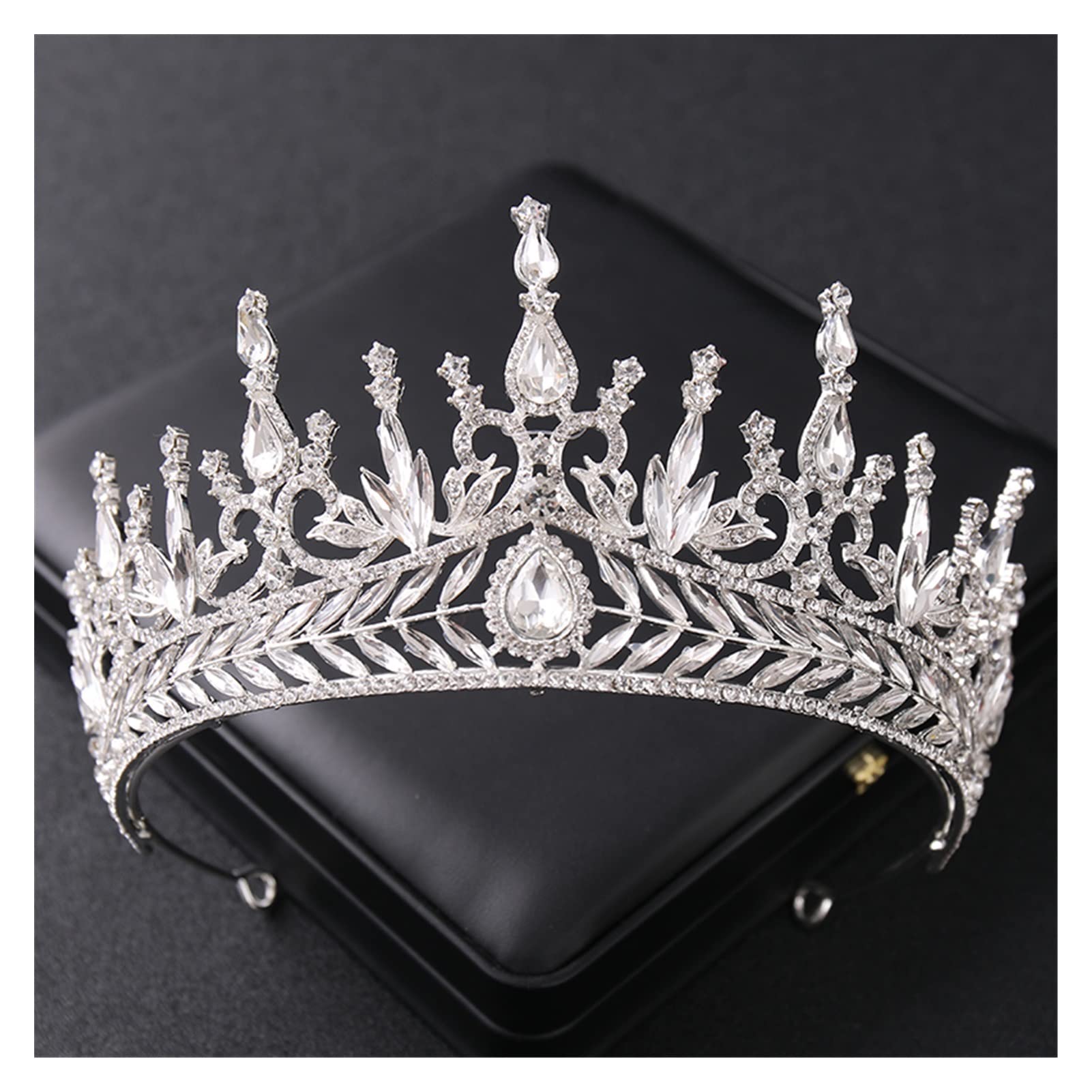 Luruxy barokowe kryształowe korony i tiary Rhinestone Princess Prom Diadem kobiety ślubne akcesoria do włosów dla nowożeńców biżuteria z pałąkiem na głowę Tiara (kolor metalu: zielony)