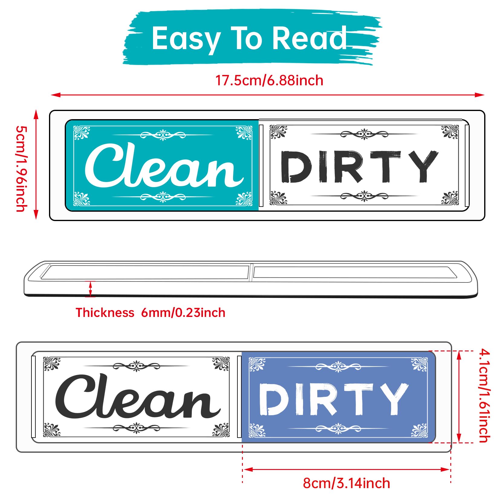 Snapklik.com : Dishwasher Magnet Clean Dirty Sign, Green & Blue Clean ...