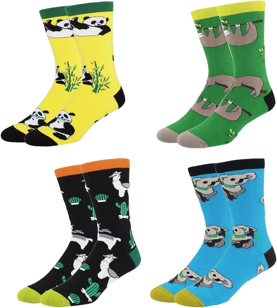 Sudopo Novelty Fun Crazy Animal Crew SocksLlama Sloth Panda Kola Design