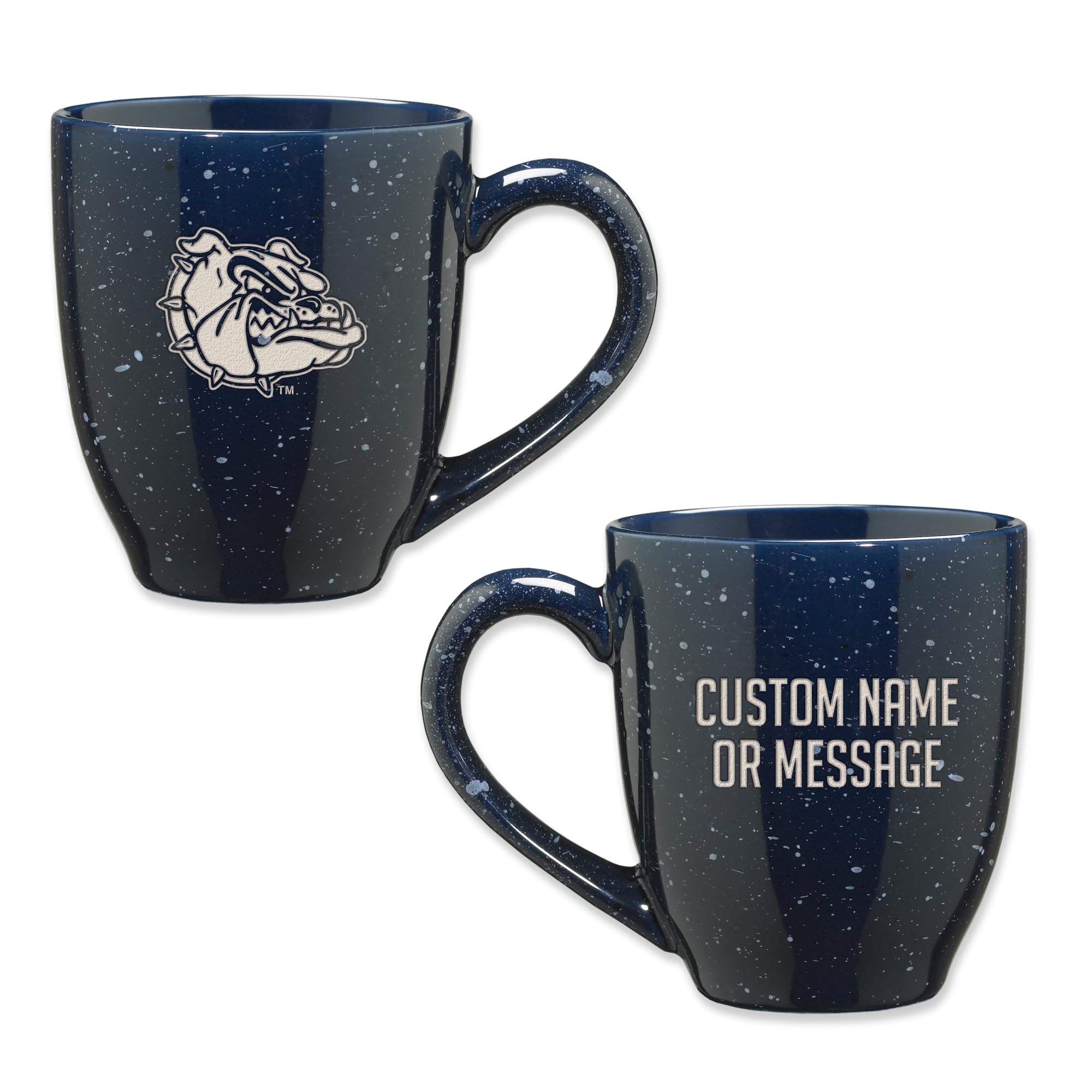 Rico Industries NCAA Gonzaga Bulldogs - Zags Navy Blue Personalized 16 oz Team Color Laser Engraved Speckled Ceramic Coffee Mug