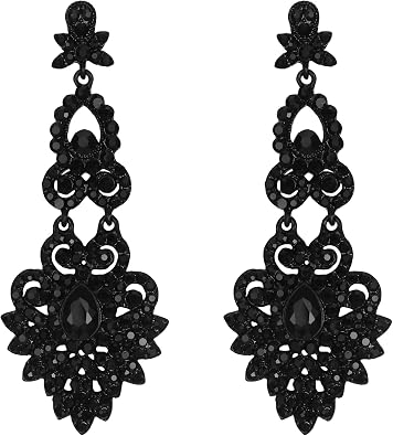 Flyonce Bridal Crystal Vintage Style Art Deco Chandelier Dangle Earrings for Women, Wedding Jewelry