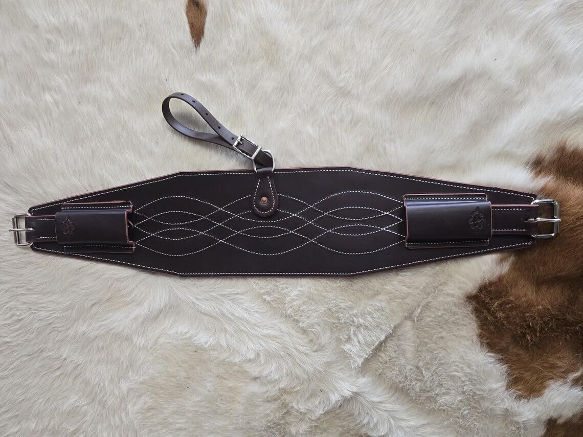 HUMAYL Saddlery Rear Girth Back Cinch Strap Western Horse Saddle Bucking Strap Flank Cinch Smooth Leather Size Length: 40 Buckle to Buckle & Width: 2.75 with 2 Buckles, GIRTH75