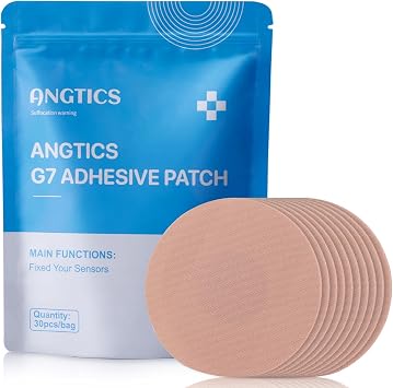 ANGTICS Dexcom G7 Adhesive Patches 30PCS, Waterproof & High Viscosity Over Patches, Stelo Full Covers CGM Bandage, 10+ Days Long Stay, Breathable, Latex-Free, Sensor is NOT Included Tan