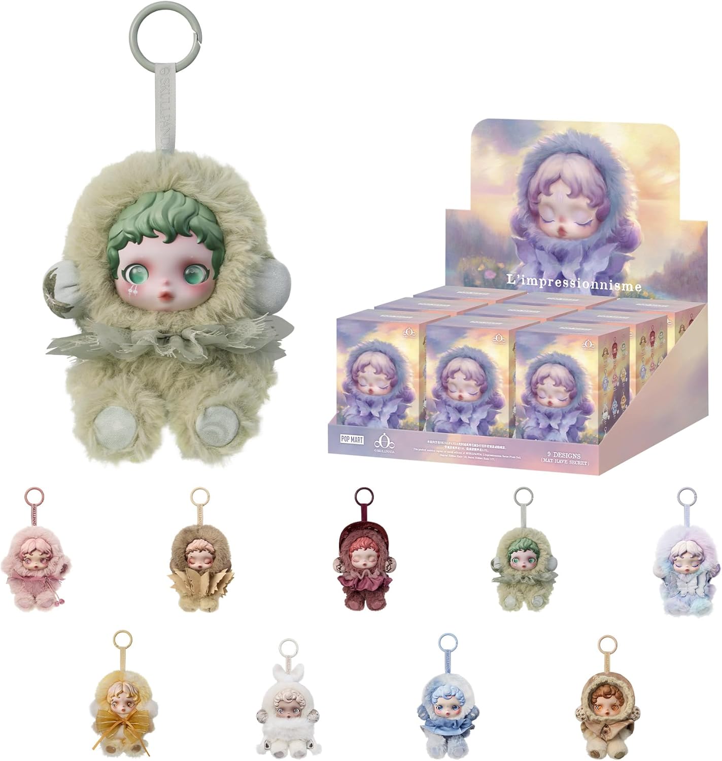 POP MART SKULLPANDA L’impressionnisme Series Plush Doll 9 PCs Blind Box Figures, Random Design Action Figures Collectible Toys Home Decorations, Holiday Birthday Gifts for Girls and Boys, Whole Set