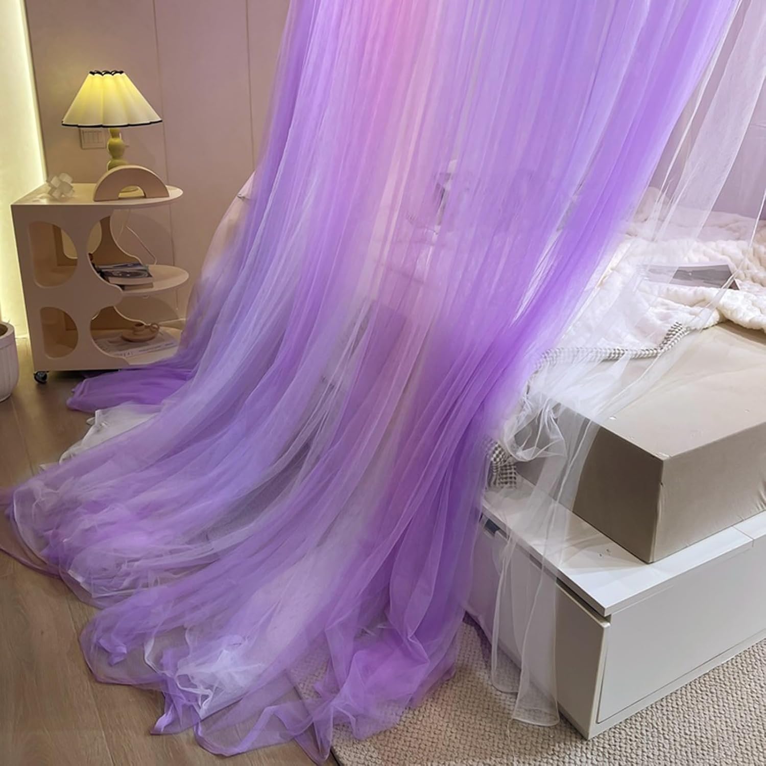 Mosquito Mesh Net,Lace Round Canopy Bed Canopy Netting Princess Style Tent Bed Curtain Netting for Home Use/Girls Bed (Color : D)