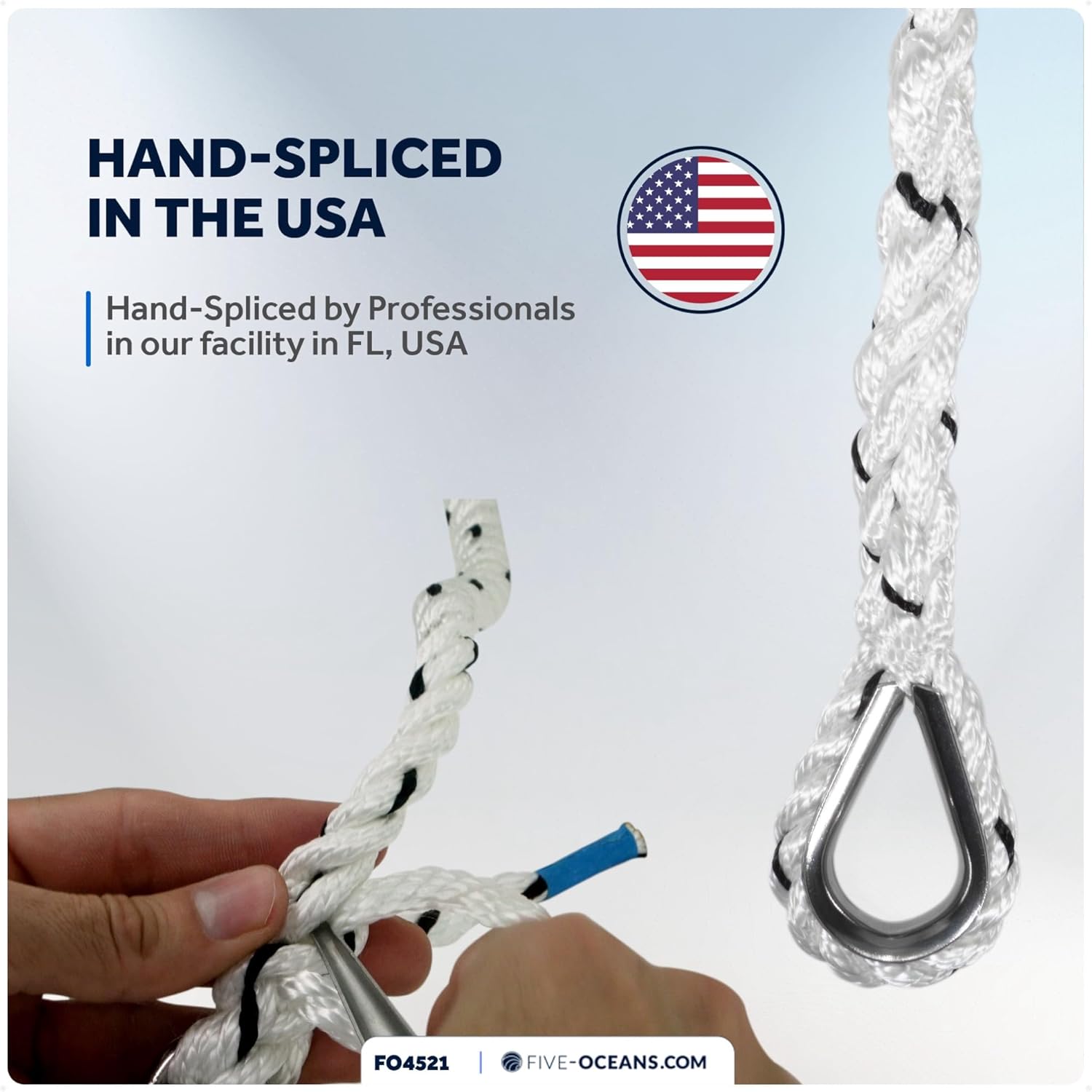 Five Oceans Anchor Rode - Nylon 3 Strand with Hot-Dipped Galvanized Steel Chain, Stainless Steel Shackle and Thimble Included
