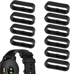 10 Piezas Anillos de Silicona para Reloj 22mm, Retenedores para Correas de Reloj Garmin Vivoactive 3, Fenix 5s, Forerunner 245, Correas Reloj de Silicona para Relojes Deportivos y Smartwatches (Negro)