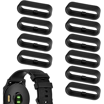 Pack of 10 Silicone Strap Loop Replacement Watch Strap Loop Holder for 22 mm Garmin Band Watch Strap Non-Slip Garmin Bracelet Loop Compatible with Garmin Forerunner 645/245/Fenix Black