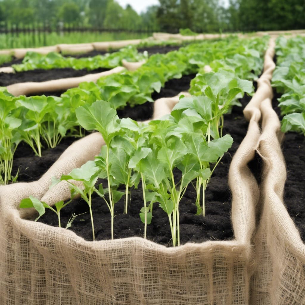 Jutemill 54 Inch X 15 Feet Gardening Supplies Burlap Liners, 68 SFT Lose Weave Jute-Burlap for Raised Bed, Seed Cover and Garden Blanket (54 Inch X 15 Feet, 54x15'L)