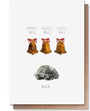Wunderkid Cute Jingle Bell Rock Christmas Card, Funny Happy Holiday Pun Card (1 Single Card, Blank inside)