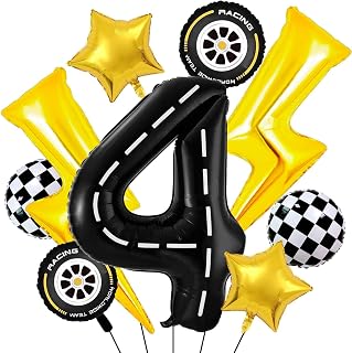 Ballon verjaardag auto 4 jaar, decoratie Cars 4 jaar, raceballonnen voor auto, ballonnen 4, ballonset 4, verjaardagsdecoratie ballon voor kinderen