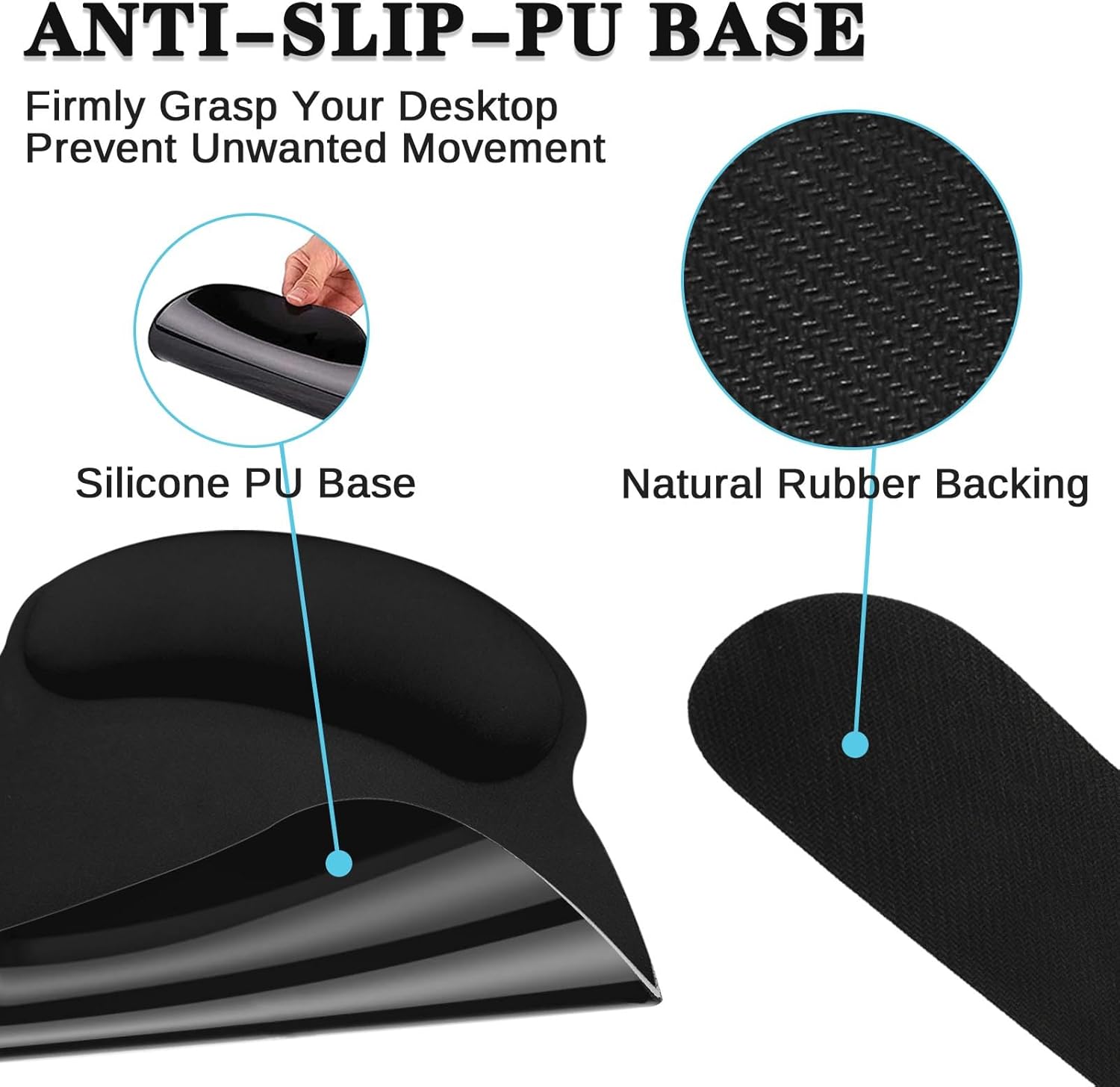 Britimes Black Keyboard Mouse Pad Set Black 4 in1 Large Mousepad+Keyboard Wrist Rest+Mouse Wrist Rest+Coaster Ergonomic Design for Home Office Computer 35.4x15.7Inches