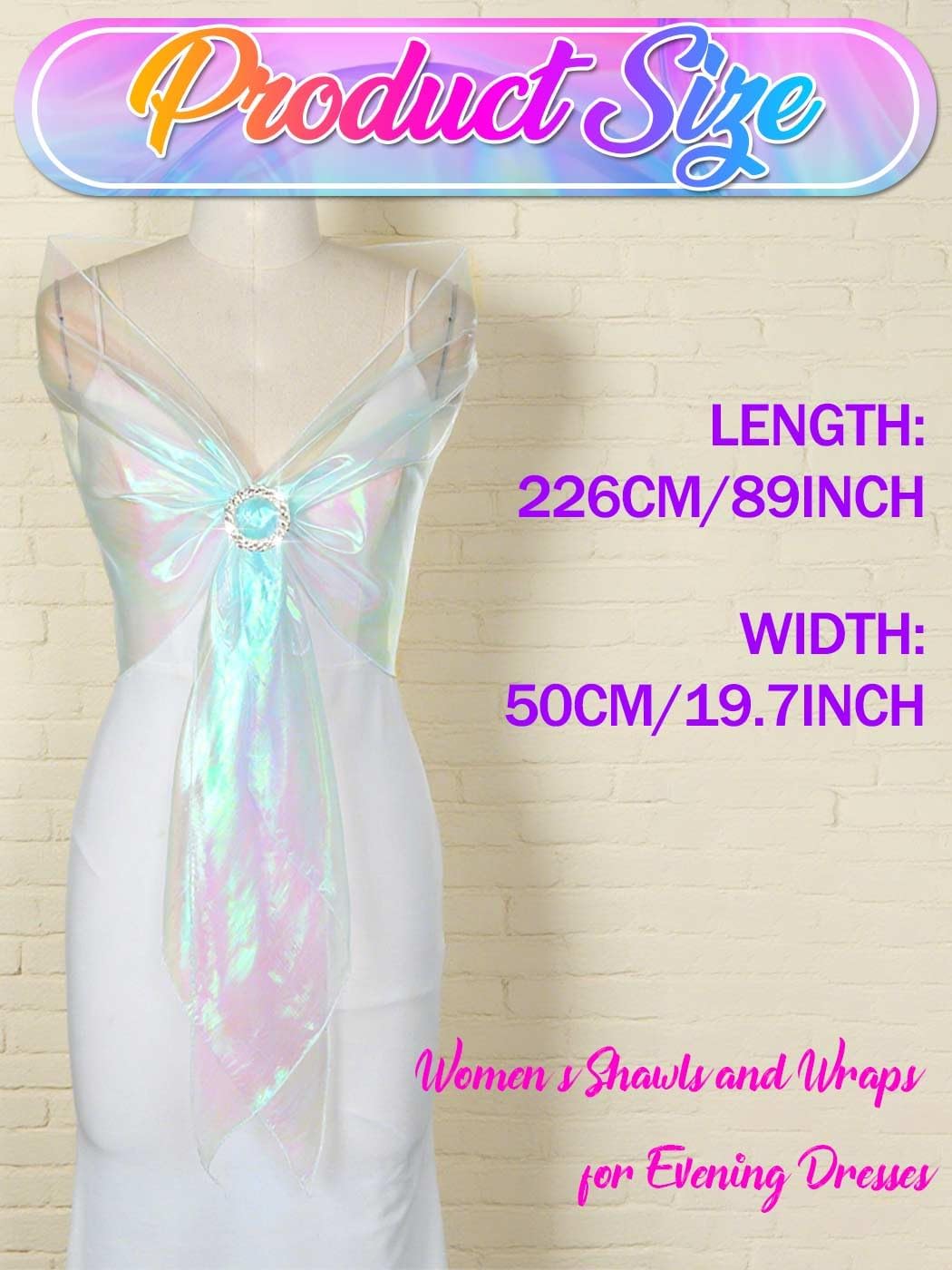 EASEDAILY Women's Shawls and Wraps for Evening Dresses Sparkle Sheer Wedding Scarf Bridal Stole Cape for Birdesmaid and Birde - Image 6