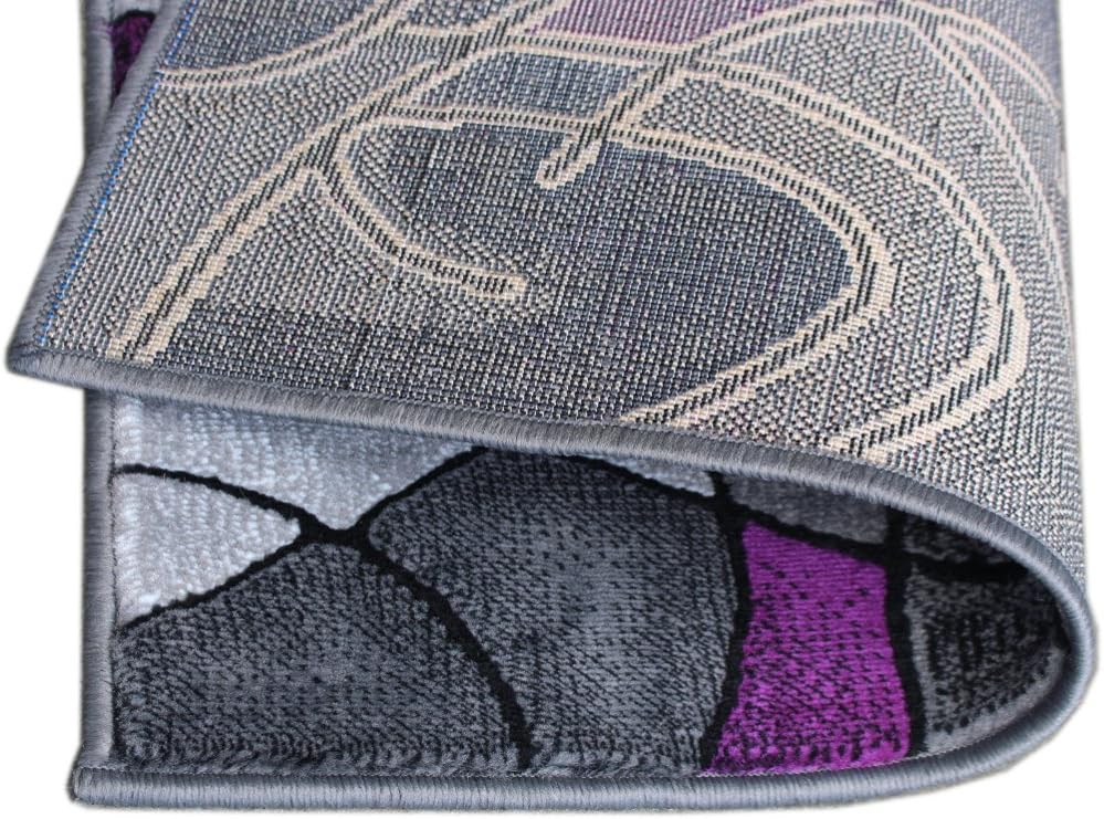 Masada Rugs, Modern Contemporary Area Rug Mat, Purple Grey Black (2 Feet X 3 Feet) Mat