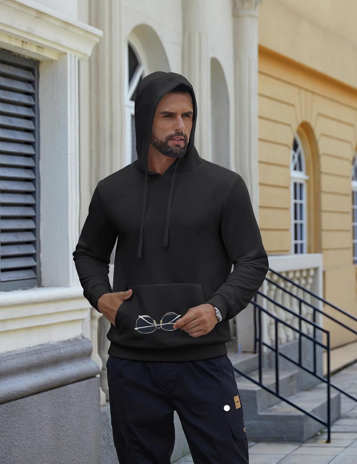 COOFANDY Men's Hooded Pullover Casual Long Sleeve Drawstring Gym Hoodies Sweatshirts with Pocket - Image 2