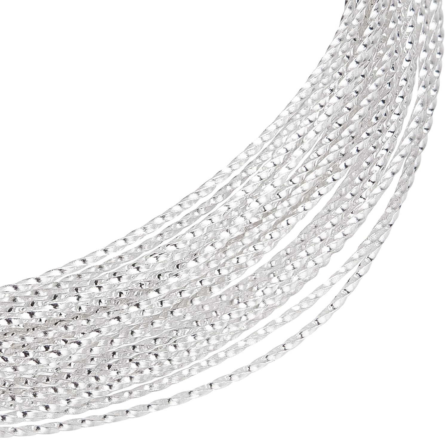BENECREAT 20 Gauge 20FT Engraved Twist Wire - Silver Brass Jewelry Wire for Beading & Craft Making Supplies