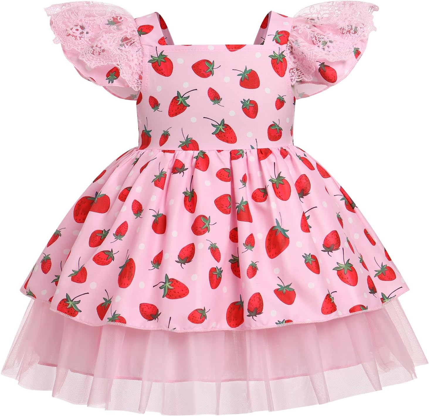 FYMNSI Toddler Baby Strawberry Dress Princess First Birthday Outfit Girl Summer Clothes Wedding Flower Xmas Casual Dresses