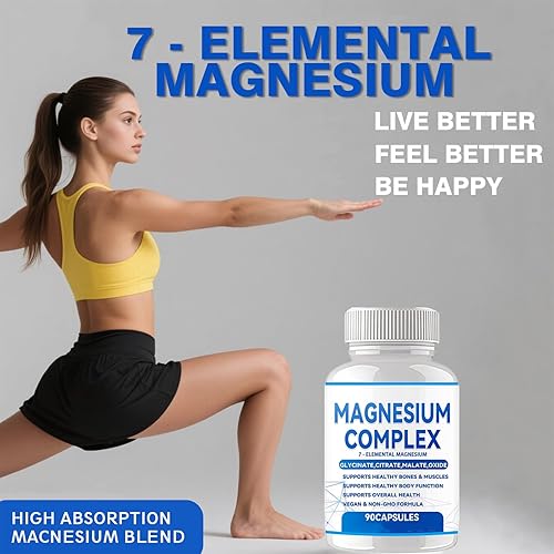 Miniatura 2 de Complejo de magnesio 1000 mg, 7 suplementos de magnesio elemental con glicinato de magnesio, citrato, malato, taurato, óxido, aspartato, orrotato,