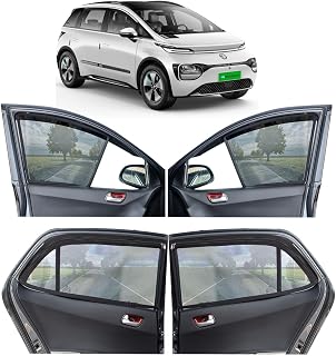 Magnetic Zipper Car Sunshades for MG Windsor EV, UV Protection, Easy Install, Custom fit Sun Shades (Front 2 with Zippers ... Price In India