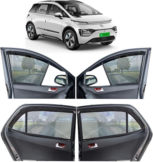 Magnetic Zipper Car Sunshades for MG Windsor EV, UV Protection, Easy Install, Custom fit Sun Shades (Front 2 with Zippers ...