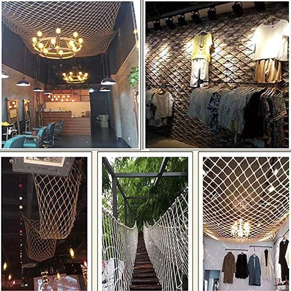 12mm Thick Hemp Rope NetSafe Fall Protect Net for& Stairs Mesh for Indoor & Outdoor Use 2x4m Size &