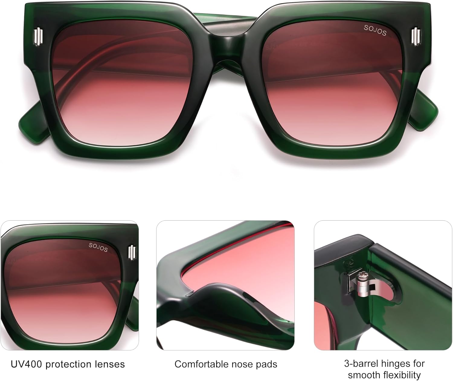 SOJOS Vintage Oversized Square Sunglasses for Women,Retro Womens Luxury Big Large Sun Glasses UV400 SJ2194 - Image 4