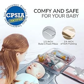 Portable Diaper Changing Pad for Baby, Detachable Travel Changing Pad with Baby Wipes Pocket, Gifts for Baby Shower, Newborn Girls and Boys (Light Pink)