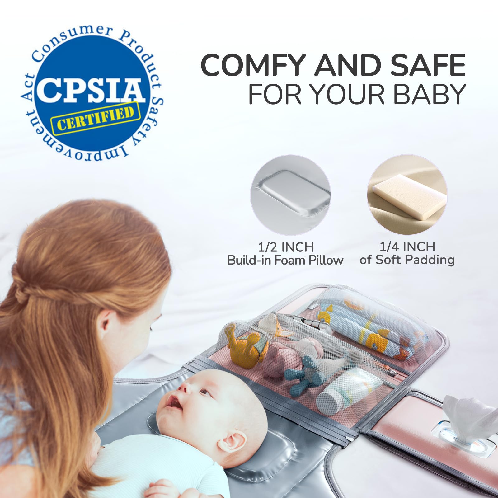 Portable Diaper Changing Pad With Shoulder Strap Detachable Travel