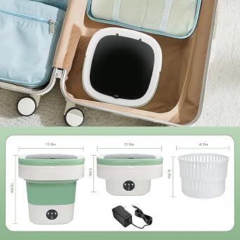20L Portable Washing Machine, Foldable Mini Washer with Spin Dryer, 3 Wash Modes for Baby Clothes, Underwear, Travel