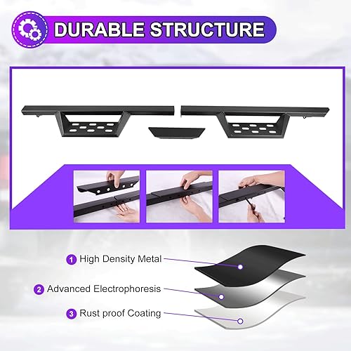 Miniatura 5 de NIXON OFFROAD Estribos laterales compatibles con Dodge Ram 1500 Crew Cab 2019, 2020, 2021, 2022, 2023, 2019, 2020, 2023, escalón lateral de 4