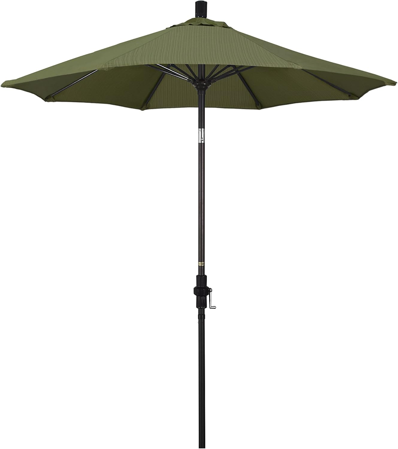 California Umbrella 7.5' Round Crank Lift, Collar Tilt, Aluminum Pole, Fiberglass Rib Patio Umbrella, Bronze Finish, Hunter Green
