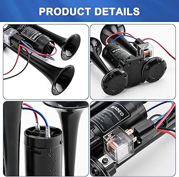 VALINK universale forte clacson forte, doppio tromba clacson 12 V 178DB forte Dual Tone set, Chrome tromba Air Horn compressore con super forte per auto camion treni veicoli barca Claxon corni