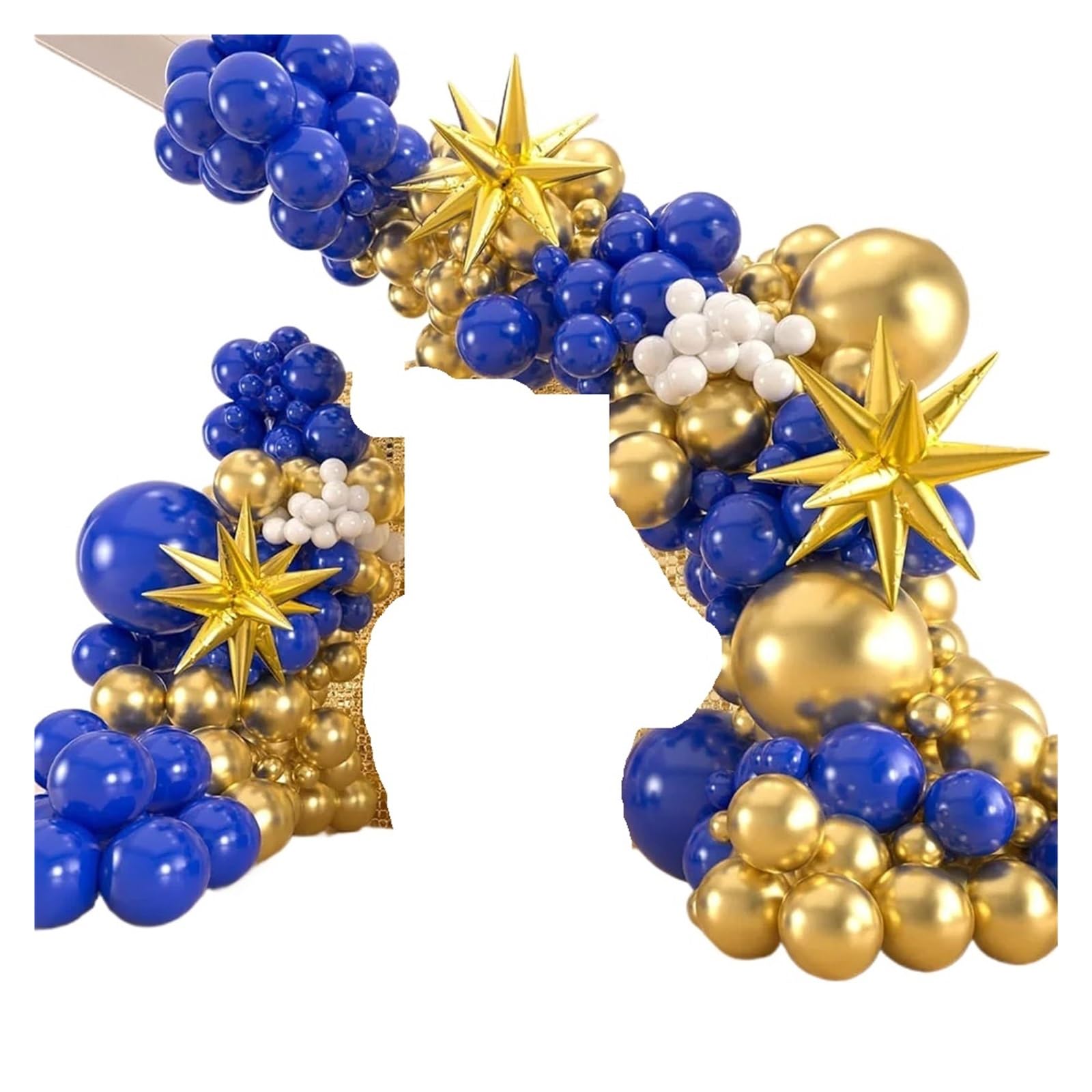 Juego De Arco Guirnalda Globos, 141 Oro Azul Y Blanco Con Globo Papel Aluminio Estrella, Adecuado for Graduación, Aniversario, Cumpleaños, Decoración Fiesta Jubilación Para Fiesta