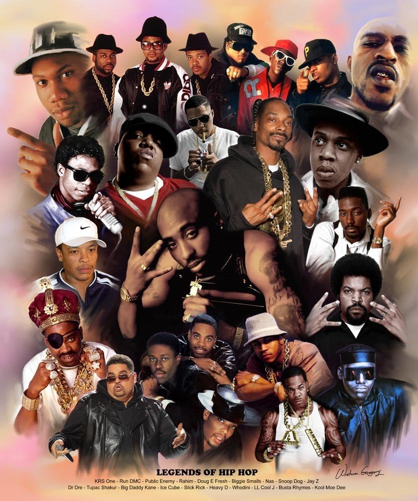 Wishum Gregory Art Legends of Hip-Hop (A Tribute to Rap Legends and Pioneers) Unframed Matte Paper Poster Wall Art for Living Room