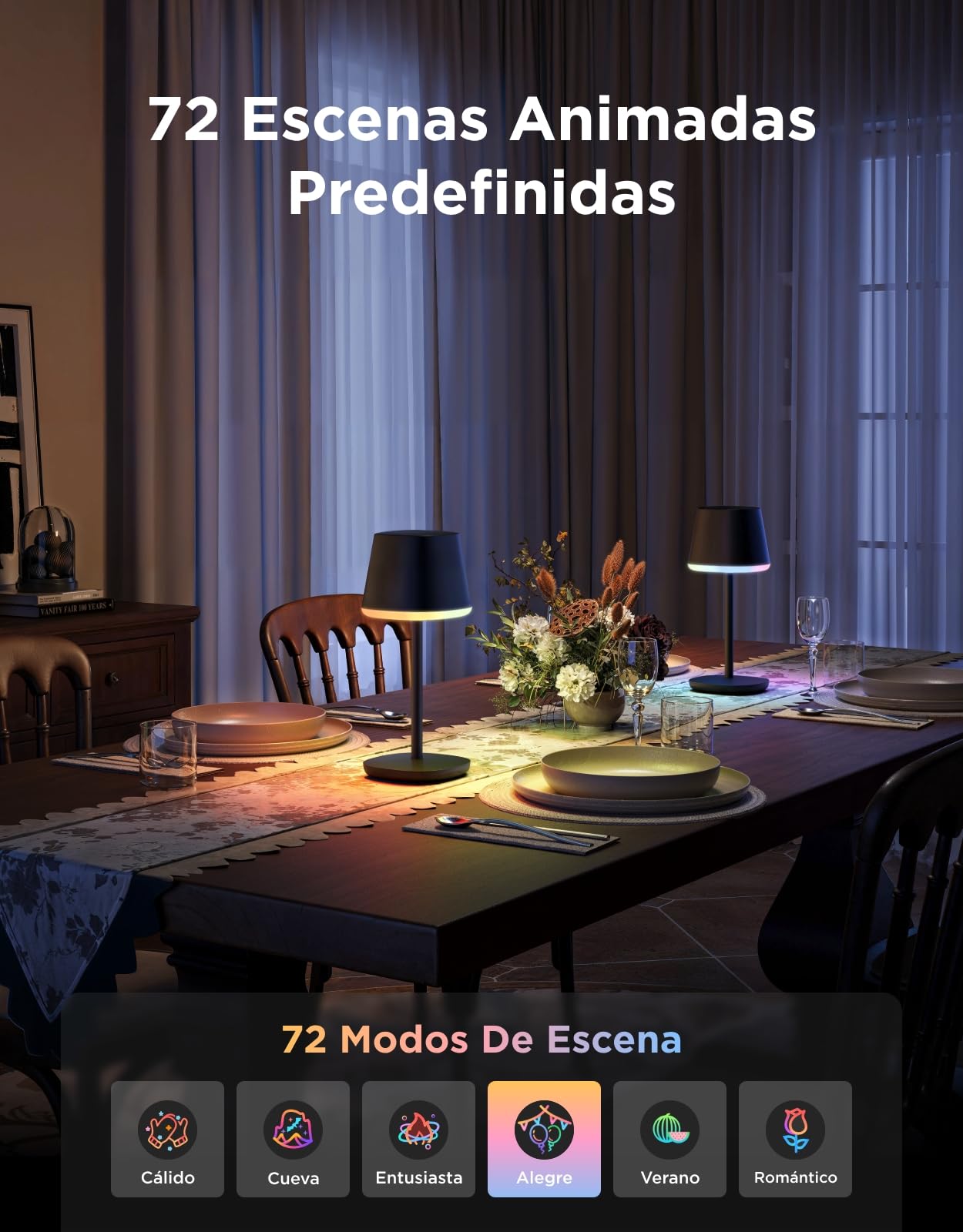 Govee RGBICWW Lamparas de Mesita de Noche, Lampara Mesita Noche LED | Compatible con Matter Alexa, 72 Escenas, 500LM Regulable, Recargable 4800mAh, 2700-6500K Lamp para Sala de Estar y Dormitorio