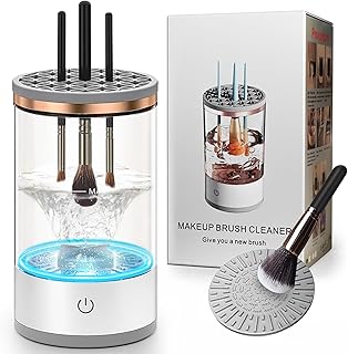 Electric Makeup Brush Cleaner Machine, Efficient Makeup Brush Cleaner for All Brush Types, Keeps Brushes Hygienic and Skin Healthy，1 Pack - White