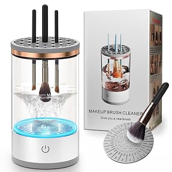Electric Makeup Brush Cleaner Machine, Efficient Makeup Brush Cleaner for All Brush Types, Keeps Brushes Hygienic and Skin Healthy,1 Pack - White