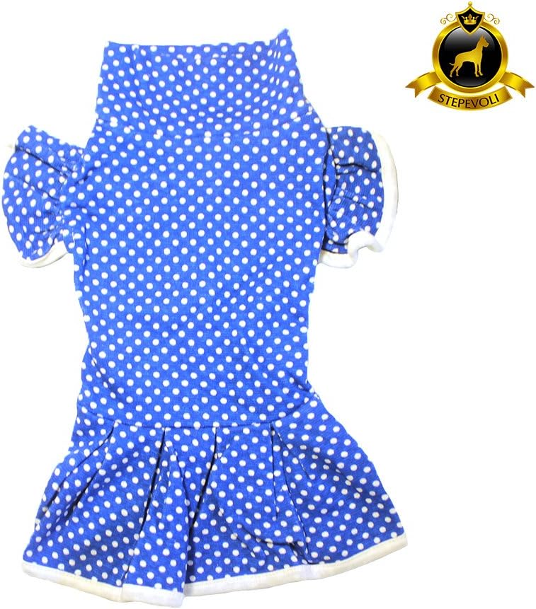 Stepevoli Polkadot Picnic Dress for Dogs - Comes in Blue Colour and N4 | G4 Sizes