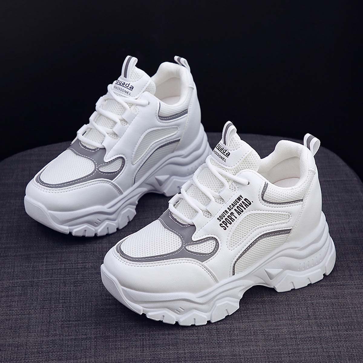 Scarpe Donna Sneakers con Zeppa Interna Alta Scarpe da Ginnastica Fitness Sportive Tacco Interno
